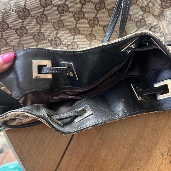 Gucci Monogram Canvas Classic Logo Rucksack Drawstring Shoulder Bag Y2K - Picture 13 of 16